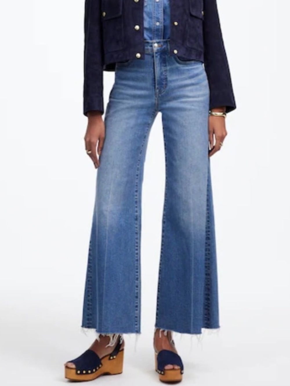 Madewell Light-Medium Blue High-Rise Wide Leg Jeans